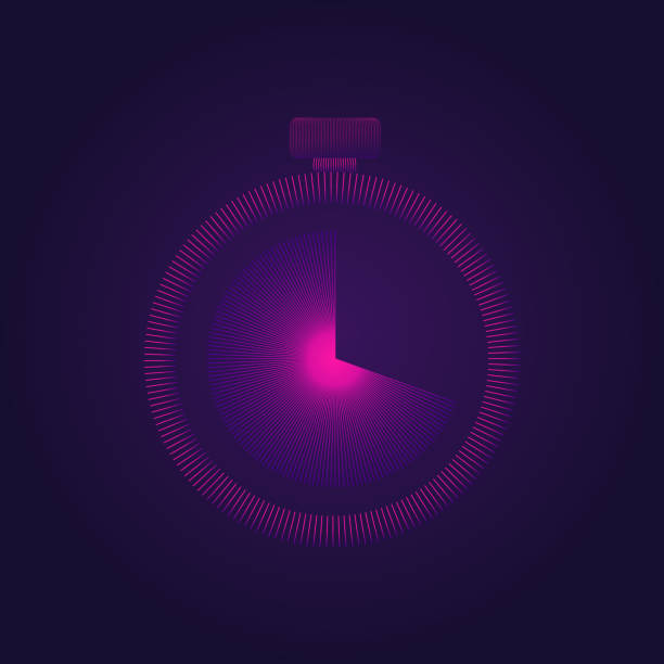 Timer icon Timer icon in trendy colors on ultra violet background. Wireframe style. Timing symbol. UI element design. Vector illustration, EPS10. time designs stock illustrations