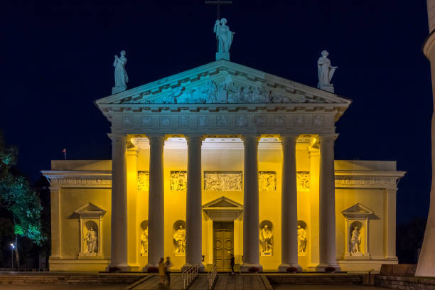 istock Cathedral of Vilnius by night, Lithuania 924191376