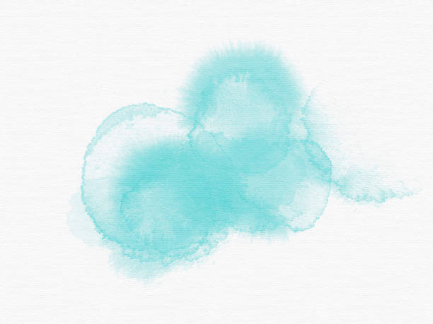 Aqua Watercolor Splotchy Wet Rings on Textured Paper Aqua Watercolor Splotchy Wet Rings on Textured white Paper blob photos stock pictures, royalty-free photos & images