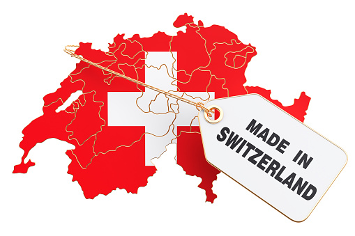 Made in Switzerland concept, 3D rendering isolated on white background