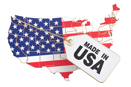 Made in the United States concept, 3D rendering isolated on white background