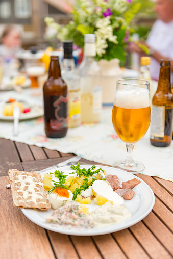 Traditional Swedish Midsummer food. Celebration of summer.