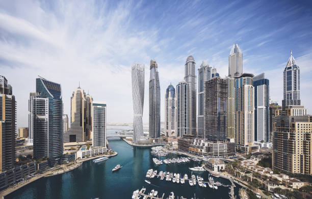 Dubai Marina skyline Beautiful Dubai city dubai skyline stock pictures, royalty-free photos & images