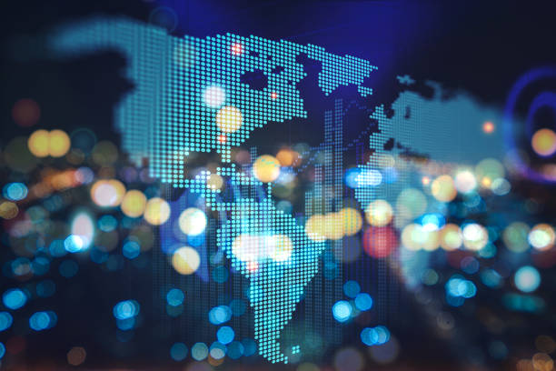 미래 지구 지도 기술 추상 배경 - global business 뉴스 사진 이미지