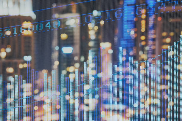 Stock Market Exchange on a skyscraper in dubai background