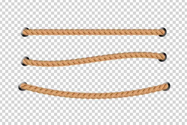 Vector illustration of Vector realistic isolated rope for decoration and covering on the transparent background.