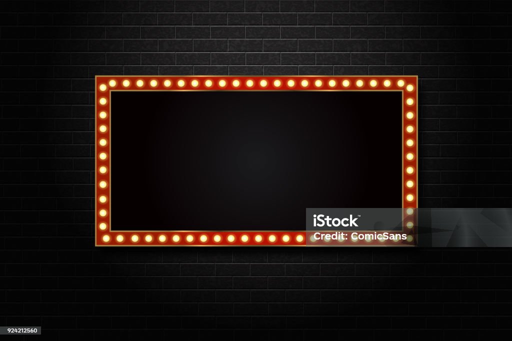 Vector realistic isolated retro rectangle neon billboard for decoration and covering on the wall background. Border - Frame stock vector