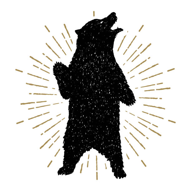 ilustrações de stock, clip art, desenhos animados e ícones de hand drawn tribal icon with textured vector illustration. - bear hunting