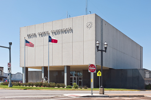 Austin County Courthouse, built in 1960 in central Texas town of Bellville