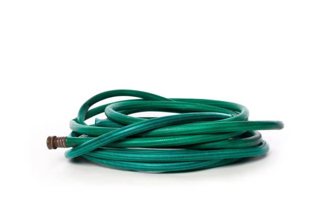 Old Water Hose On A White Background stock photo