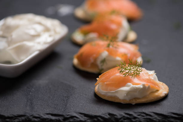 istock Smoked Salmon and soft chees canapes appetizers 924227590