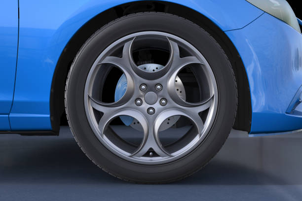istock Wheel of blue car 924230956