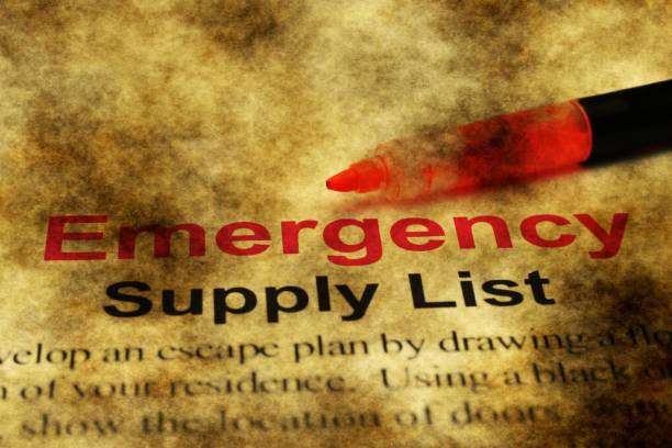 istock Emergency supply list grunge concept 924234106