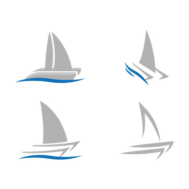 лодка - sailboat nautical vessel lake sea stock illustrations