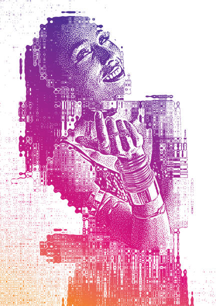 istock Portrait of a beautiful hispanic woman latin dancer with glitch technique 924247166