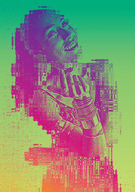 istock Portrait of a beautiful hispanic woman latin dancer with glitch technique 924247168