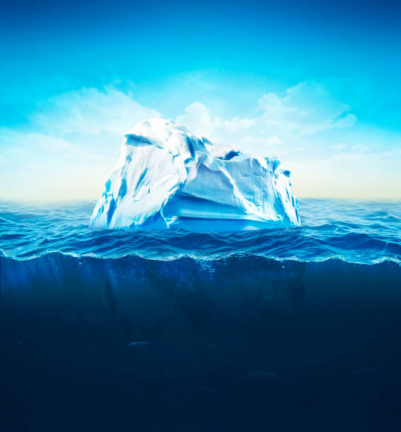 istock 3d Illustration of underwater iceberg with sea on background. Global Warming. 924252706