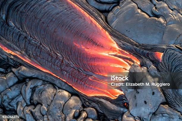 Aerial Photos Of Volcano Lava Flow On Big Island Of Hawaii Stock Photo - Download Image Now