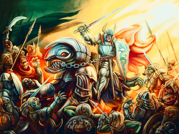 istock Undefeated knight protects the world from the messengers of hell 924272636