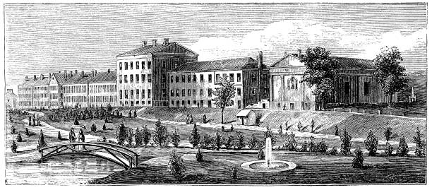 victorian engraving of the US Naval Academy, Annapolis