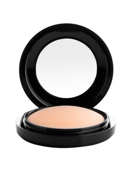 istock Cosmetic Makeup Powder in Black Round Plastic Case 924301536