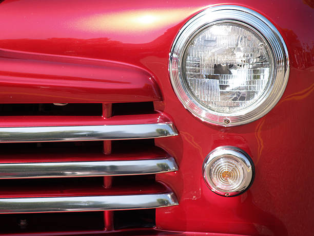 istock Front End Closeup of Red Classic Car 92431009