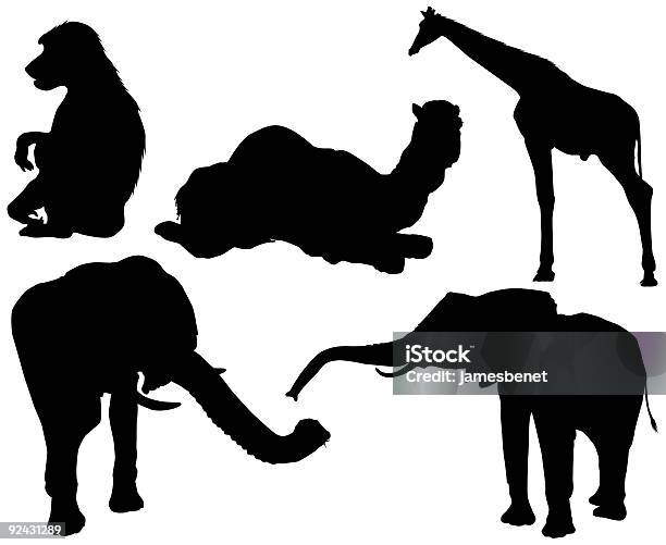 Afrykańskie Zwierzęta Sawanny Wektor - Stockowe grafiki wektorowe i więcej obrazów Bez ludzi - Bez ludzi, Białe tło, Dromader