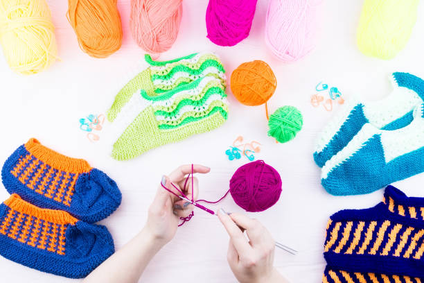istock girl knits sock knitting needles 924314764