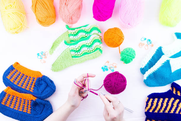 istock girl knits sock knitting needles 924314782
