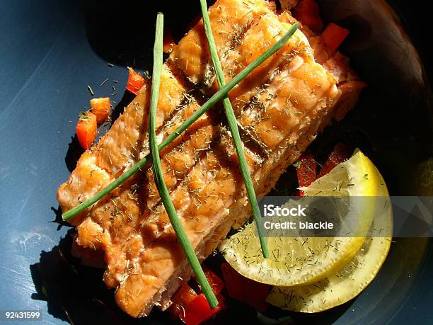 Alaskan Grilled Salmon Stock Photo - Download Image Now - Cajun Food, Rainbow Trout, Cafe