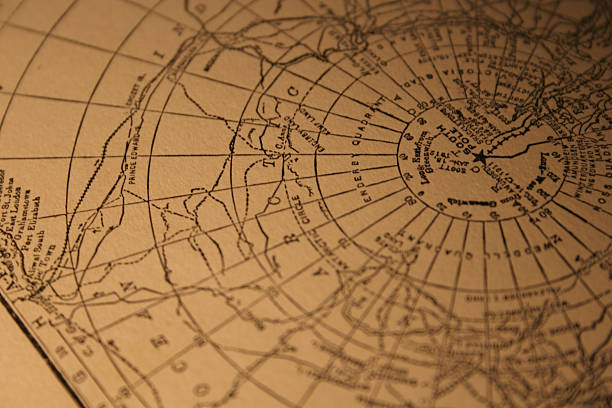 винтажные южный полюс карта - longitude стоковые фото и изображения