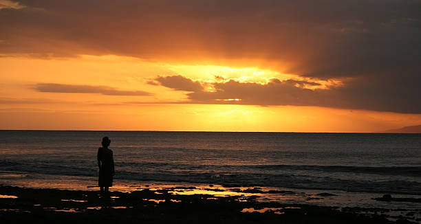 istock Silhouette  at the beach. Sunset 92431952