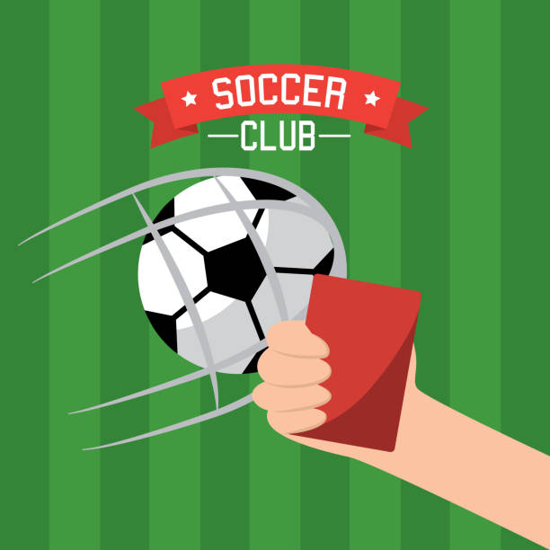 istock soccer club hand holding red card and ball goal 924319834
