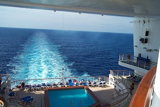 Pool on Cruise ship stock photo