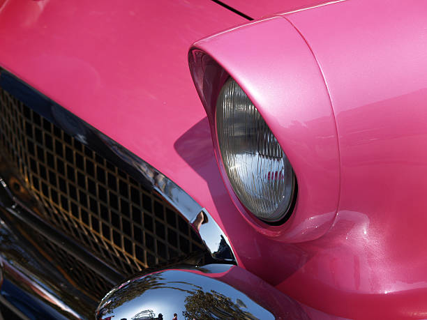 istock Front End Closeup of Classic Pink Car 92432191