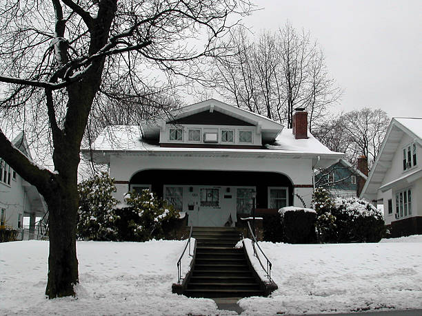 istock snowy suburban house 92432208