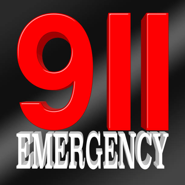 istock Stock Illustration - Red Numbers: 911, White Text: Emergency, 3D Illustration. 924322704