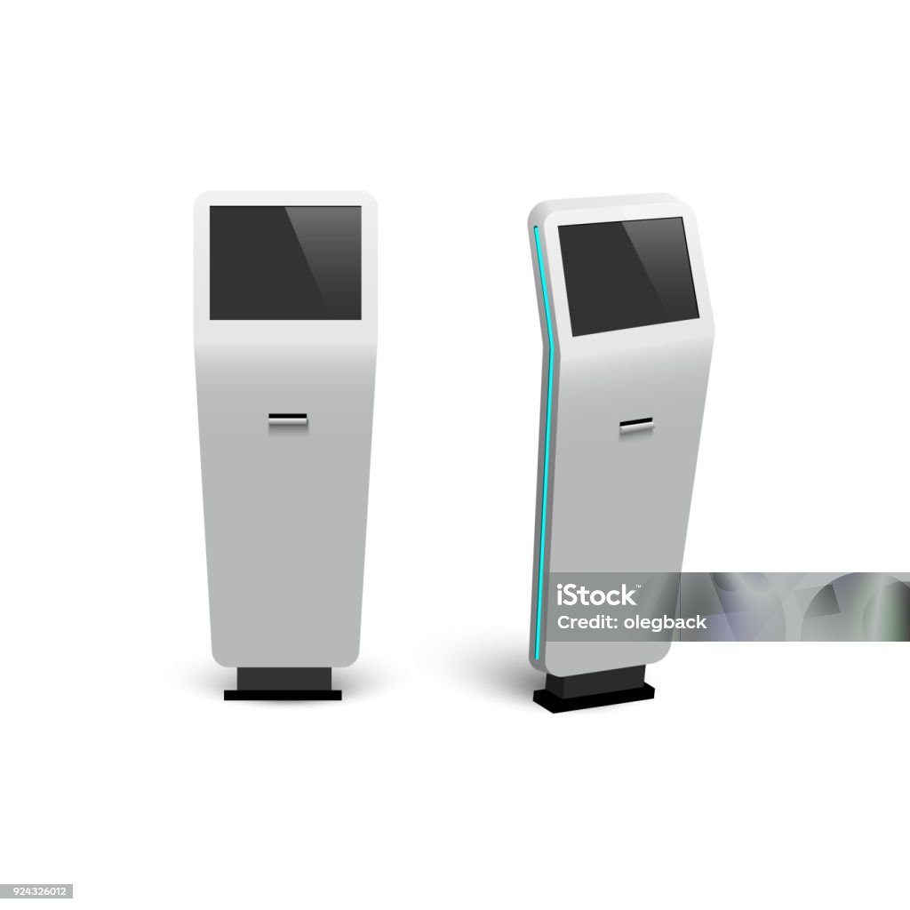 Vector modern digital interactive information kiosks isolated on white background. Kiosk stock vector