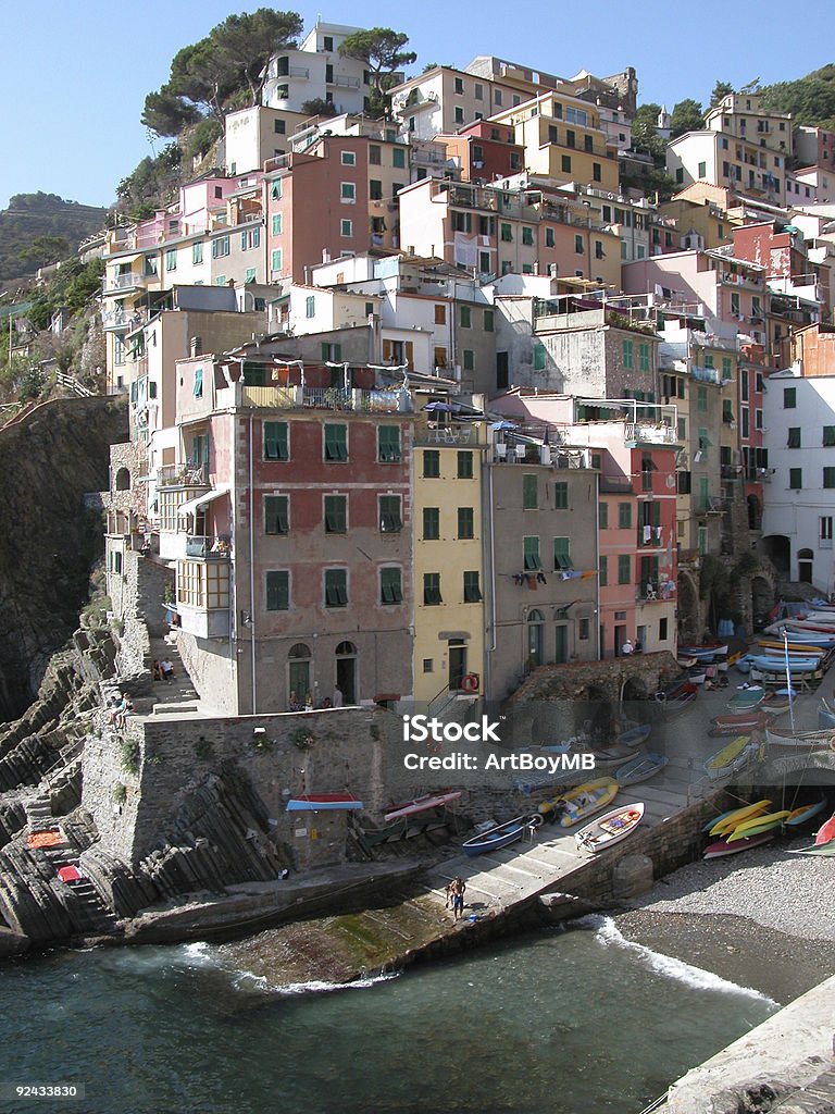 Cinque Terre-Riomaggiore-Italien - Lizenzfrei Anhöhe Stock-Foto