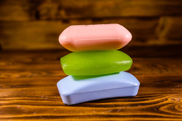 istock Pieces of the soap on wooden table 924348054
