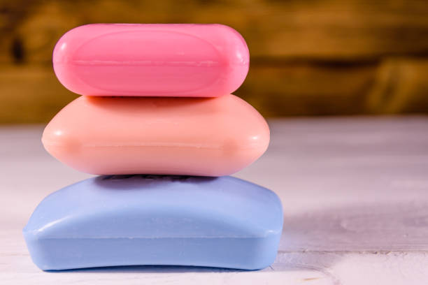 istock Pieces of the soap on wooden table 924348062
