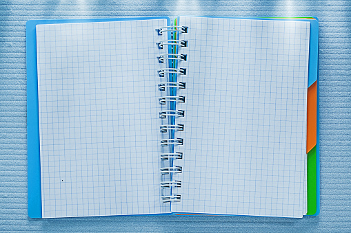 Blank spiral notepad top view.