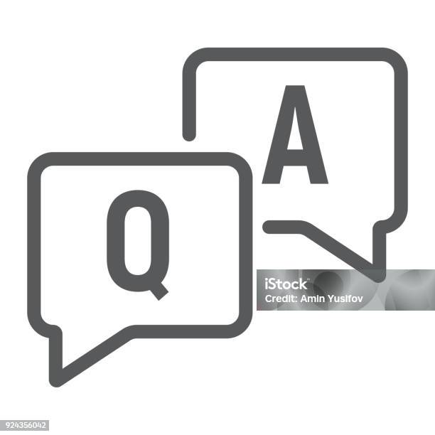 Question And Answer Line Icon E Learning And Education Speech Bubble Chat Sign Vector Graphics A Linear Pattern On A White Background Eps 10 Stock Illustration - Download Image Now