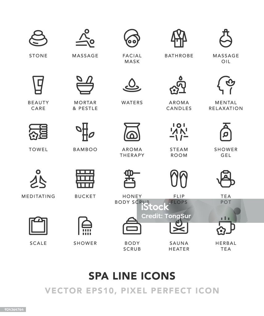 SPA Line Icons SPA Line Icons Vector EPS 10 File, Pixel Perfect Icons. Icon Symbol stock vector