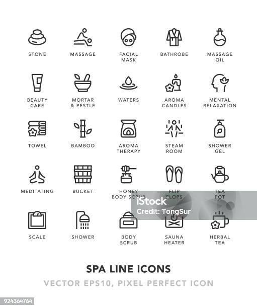 Spa Line Icons Stock Illustration - Download Image Now - Icon Symbol, Sauna, Massaging