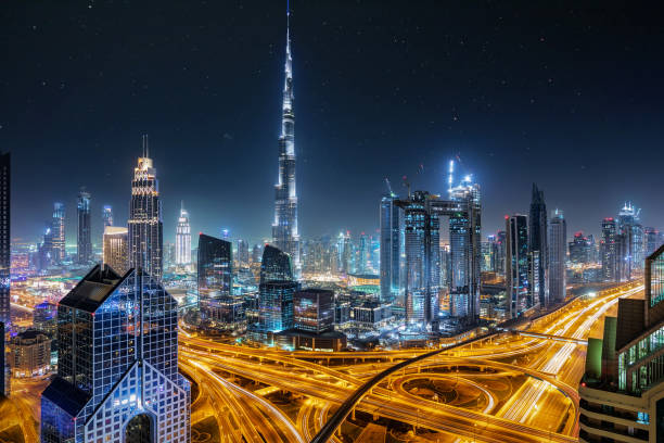 istock View to the skyline of Dubai during the night 924365384