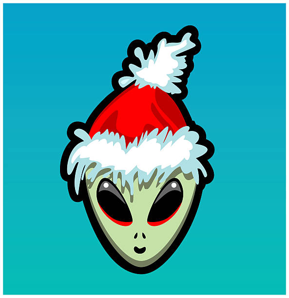 Alien Santa vector art illustration