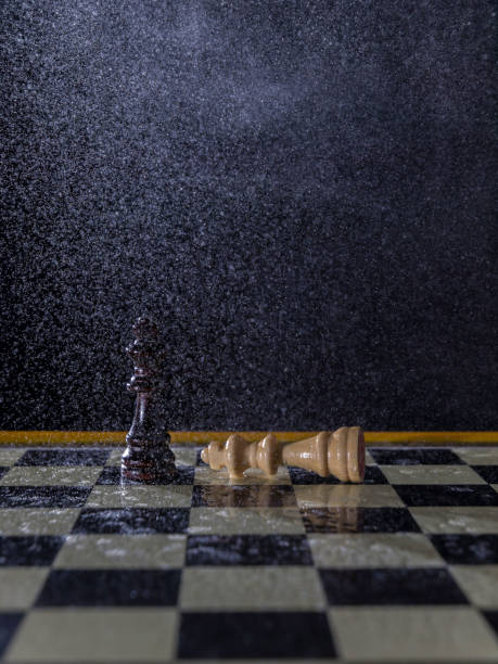 istock Chess figures on a dark background in the rain. Lose and win Concept. Selective focus 924375476