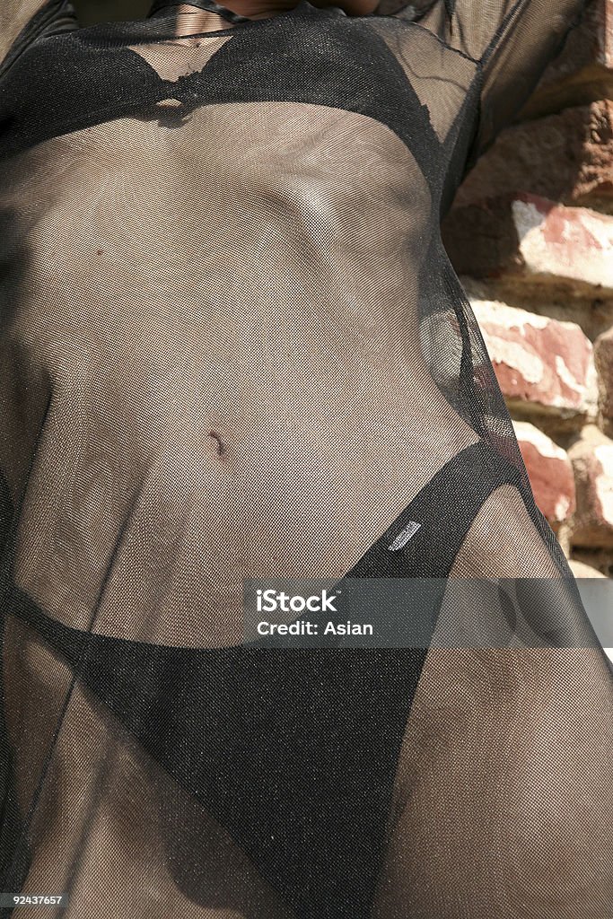 Joven mujer en lencería sexy negro - Foto de stock de Desnudo libre de derechos