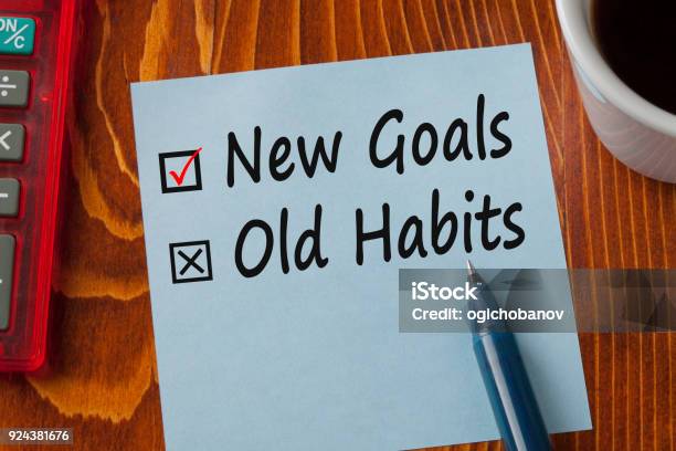New Goals Old Habits Concept Stock Photo - Download Image Now - Healthy Lifestyle, Recovery, Addiction